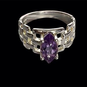 Town & Country 2ct Marquise Cut Amethyst Ring​ Sterling Silver Pre owned